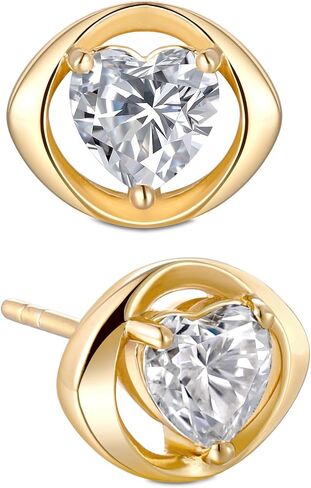 Original Design Moissanite Stud Earrings for Women, Pricess Cut/Oval Cut/Pear Cut/Heart Cut, Solid 925 Sterling Silver Hypoallergenic, Birthday Valentines Anniversary Mother's Day Ideal Gift for Her in Saudi Arabia