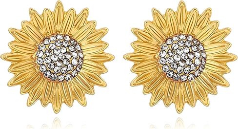 Daisy Sunflower Stud Earrings for Women 18K Gold Plated Sunflower Earrings Fashion Cubic Zirconia Sunflower Earring Mothers Day Jewelry Gifts in Kuwait