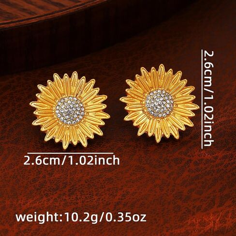 Daisy Sunflower Stud Earrings for Women 18K Gold Plated Sunflower Earrings Fashion Cubic Zirconia Sunflower Earring Mothers Day Jewelry Gifts in Kuwait