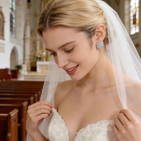 Flower Cluster Earrings for Women: Sparkly Rhinestone Bridal Earrings, Silver Alloy Flower Stud Earrings – Gorgeous Cluster Earrings for Parties, Weddings & Daily Wear in Saudi Arabia