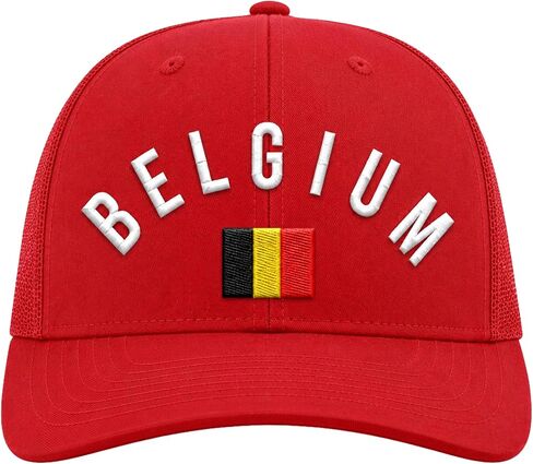 Belgium Hat, Embroidered Belgium Flag Curved Trucker Cap, Snapback Closure, Soccer Football in Saudi Arabia