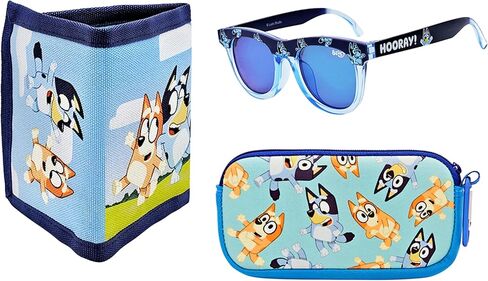 بلوي ستايل 3 عبوات | محفظة ونظارة شمسية وحقيبة تحتوي على Bluey وBingo | مجموعة هدايا Fan Gear مرخصة رسميًا للأطفال in Kuwait