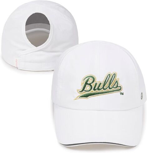 Ponyflo Women’s Collegiate Ponytail Hat, NCAA University of South Florida Bulls Baseball Cap for Women, Active Cap, White, University of South Florida in Saudi Arabia