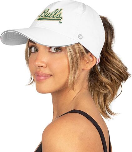 Ponyflo Women’s Collegiate Ponytail Hat, NCAA University of South Florida Bulls Baseball Cap for Women, Active Cap, White, University of South Florida in Saudi Arabia