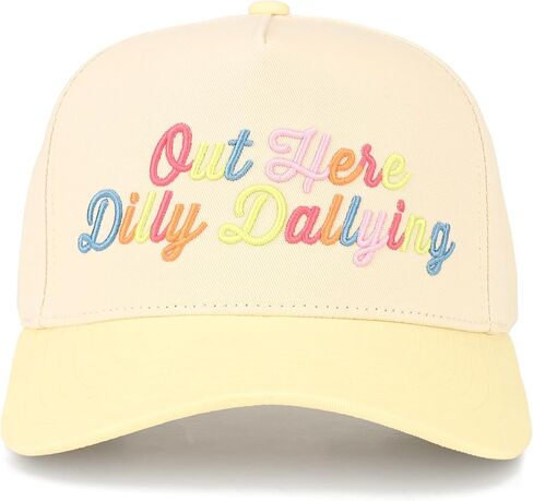 ScarvesMe Women Out HERE Dilly Dallying Embroidered Letter Cotton Two Tone Trucker Baseball Cap in Saudi Arabia