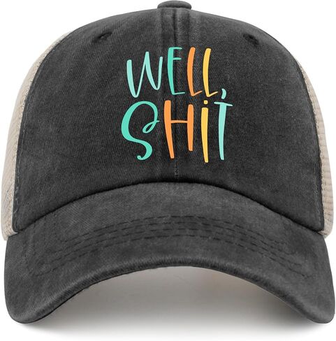 Funny Well Shit Retros Hats for Women Baseball Cap Low Profile Washed Running Hats Quick Dry in Kuwait