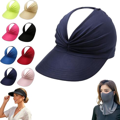 Women's UPF 50+ UV Protection Sun Visor Hat, Brim Lightweight Foldable Ponytail Cap for Women, Womens Sun Hat in Saudi Arabia