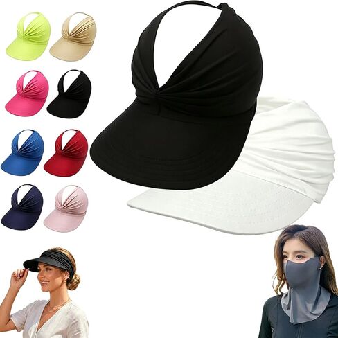 Women's UPF 50+ UV Protection Sun Visor Hat, Brim Lightweight Foldable Ponytail Cap for Women, Womens Sun Hat in Saudi Arabia