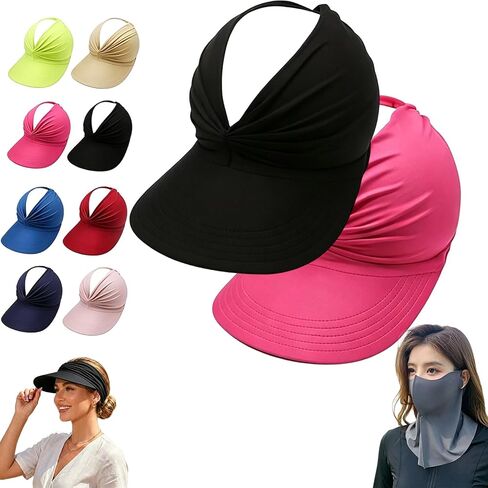 Women's UPF 50+ UV Protection Sun Visor Hat, Brim Lightweight Foldable Ponytail Cap for Women, Womens Sun Hat in Saudi Arabia