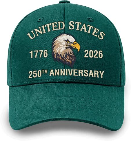Hyturtle 250th Anniversary USA Hat, 1776-2026 American Flag Cotton Hat Gift | USA Bald Eagle Patriotic Cap Gifts for Men, Women, 250 Years Anniversary, Adjustable Fit, Embroidery Comfortable Cap in Saudi Arabia
