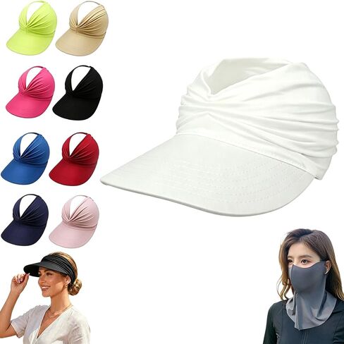 Women's UPF 50+ UV Protection Sun Visor Hat, Brim Lightweight Foldable Ponytail Cap for Women, Womens Sun Hat in Saudi Arabia