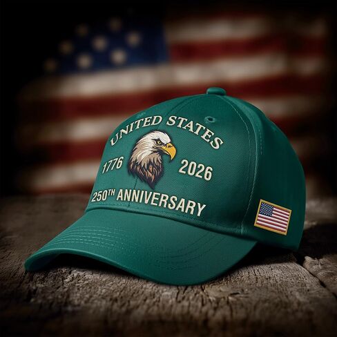 Hyturtle 250th Anniversary USA Hat, 1776-2026 American Flag Cotton Hat Gift | USA Bald Eagle Patriotic Cap Gifts for Men, Women, 250 Years Anniversary, Adjustable Fit, Embroidery Comfortable Cap in Saudi Arabia