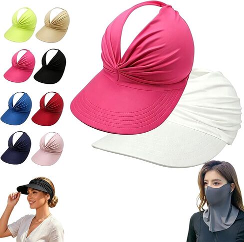 Women's UPF 50+ UV Protection Sun Visor Hat, Brim Lightweight Foldable Ponytail Cap for Women, Womens Sun Hat in Saudi Arabia