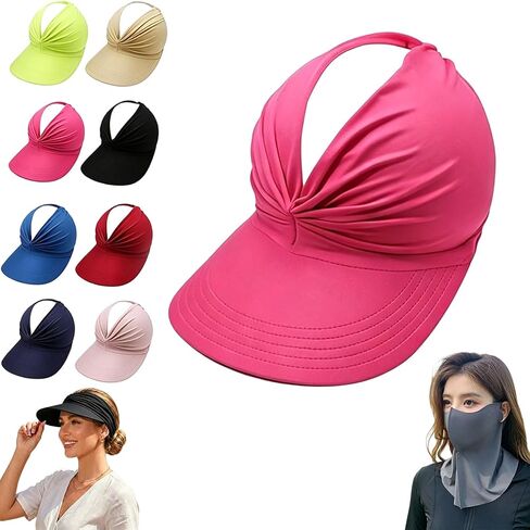 Women's UPF 50+ UV Protection Sun Visor Hat, Brim Lightweight Foldable Ponytail Cap for Women, Womens Sun Hat in Saudi Arabia