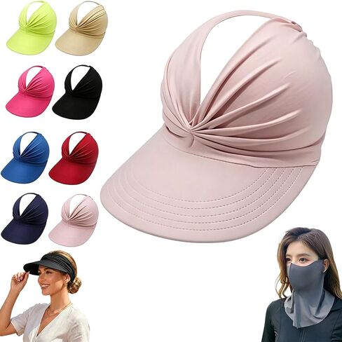 Women's UPF 50+ UV Protection Sun Visor Hat, Brim Lightweight Foldable Ponytail Cap for Women, Womens Sun Hat in Saudi Arabia