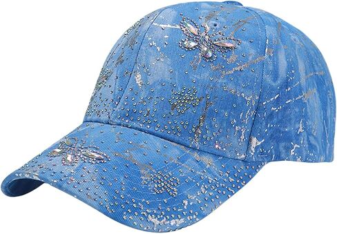 ZGMYC Floral Bling Rhinestone Baseball Cap for Women Girls Trendy Silver Metallic Trucker Hat Outdoor Sun Hat in Kuwait
