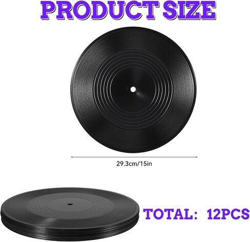Yuanan 12 PCS Blank Vinyl Records, 12 Inch Vinyl Wall Decor Record Decor | Simulation Music Wall Decors for Music Parties, Studios, Holiday Decorations, Birthday Gifts and DIY Crafts in Saudi Arabia