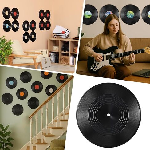 Yuanan 12 PCS Blank Vinyl Records, 12 Inch Vinyl Wall Decor Record Decor | Simulation Music Wall Decors for Music Parties, Studios, Holiday Decorations, Birthday Gifts and DIY Crafts in Saudi Arabia