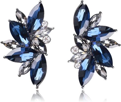 MALOYANVE Crystal Cluster Earrings Funky Punk Rock Small Round Rhinestone Angel Wings Statement Stud Earrings for Brides Bridemaids Wedding Jewelry Gifts for Women in Kuwait