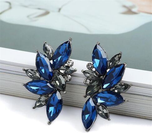 MALOYANVE Crystal Cluster Earrings Funky Punk Rock Small Round Rhinestone Angel Wings Statement Stud Earrings for Brides Bridemaids Wedding Jewelry Gifts for Women in Kuwait