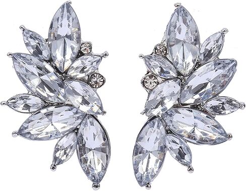 MALOYANVE Crystal Cluster Earrings Funky Punk Rock Small Round Rhinestone Angel Wings Statement Stud Earrings for Brides Bridemaids Wedding Jewelry Gifts for Women in Kuwait