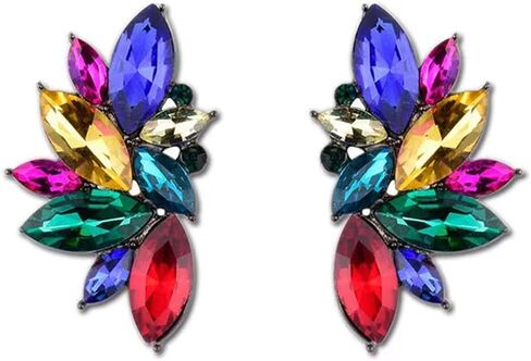 MALOYANVE Crystal Cluster Earrings Funky Punk Rock Small Round Rhinestone Angel Wings Statement Stud Earrings for Brides Bridemaids Wedding Jewelry Gifts for Women in Kuwait