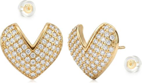 Stud Earrings for Women Gold Cubic Zirconia 14K Gold Plated Small Simple Hypoallergenic Everyday Lightweight Jewelry in Saudi Arabia