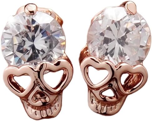 Punk Cute Skull Studs Womens Gothic Cool Statement Skeleton Jewelry Candy Skull Earrings Halloween Jewelry 1 pair -rose gold in Saudi Arabia