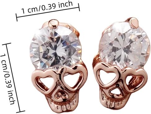 Punk Cute Skull Studs Womens Gothic Cool Statement Skeleton Jewelry Candy Skull Earrings Halloween Jewelry 1 pair -rose gold in Saudi Arabia