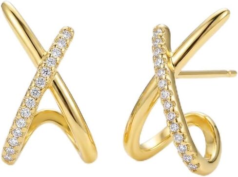 Dainty CZ Stud Hoop Earrings for Women, 14K Gold Plated Hypoallergenic Jewelry, Fashion Daily Wear Accessory, Birthday Gifts for Women in Saudi Arabia