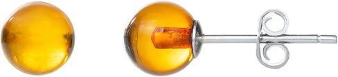 Baltic Amber Sterling Silver Small Stud Ball Earrings for Women in Saudi Arabia