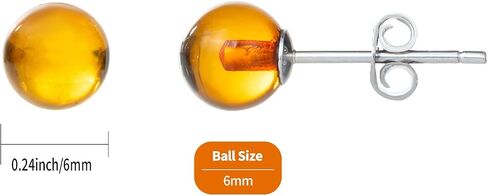 Baltic Amber Sterling Silver Small Stud Ball Earrings for Women in Saudi Arabia