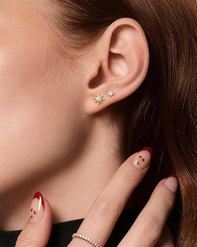 ASHINE Flat Back Stud Earrings Hypoallergenic 14K Gold Plated 925 Silver Post Dainty CZ Cartilage Helix Tragus Piercing Star Jewelry for Women in Saudi Arabia