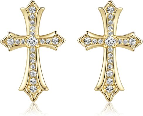 Gold Plated Cross Earrings for Women and Men Cubic Zirconia Trendy Gothic Cross Studs Earring Dainty Cute Small Faith Earrings Gifts For Her in Kuwait