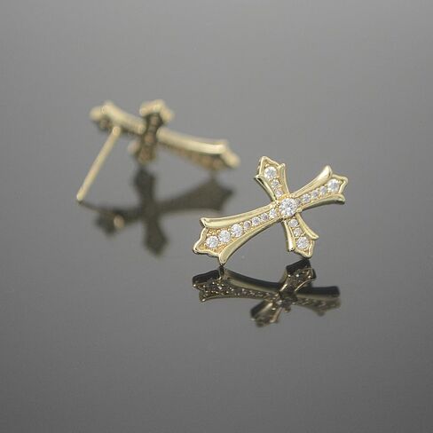 Gold Plated Cross Earrings for Women and Men Cubic Zirconia Trendy Gothic Cross Studs Earring Dainty Cute Small Faith Earrings Gifts For Her in Kuwait