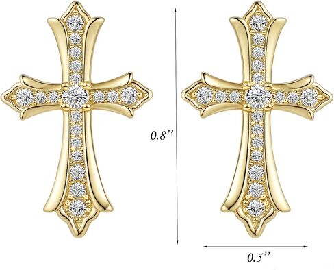 Gold Plated Cross Earrings for Women and Men Cubic Zirconia Trendy Gothic Cross Studs Earring Dainty Cute Small Faith Earrings Gifts For Her in Kuwait