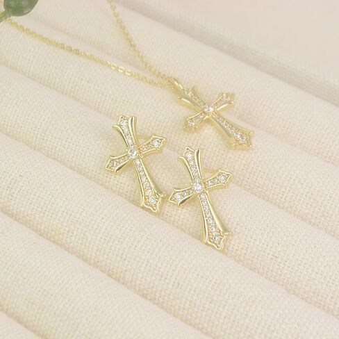 Gold Plated Cross Earrings for Women and Men Cubic Zirconia Trendy Gothic Cross Studs Earring Dainty Cute Small Faith Earrings Gifts For Her in Kuwait