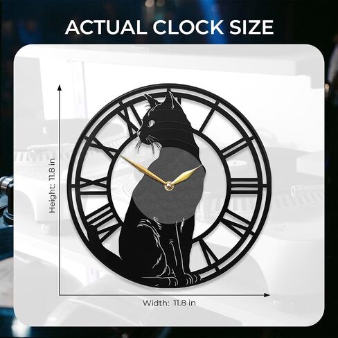 Black Cat Wall Clock with LED Light, Black Vinyl Record in Saudi Arabia