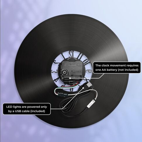 Black Cat Wall Clock with LED Light, Black Vinyl Record in Saudi Arabia