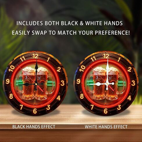 Beer Neon Style Clock Sign for Bar Or Pub10-Inch Wooden Wall Clock, Silent Movement, Battery Operated (AA Batteries Not Included), Artistic Home Decor, Perfect for Home Accents in Saudi Arabia