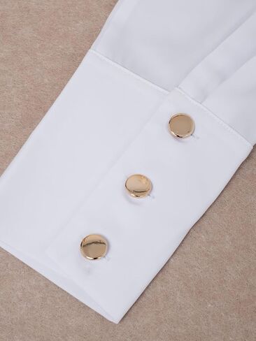 Womens Contrast Button Down Shirt Collared Long Sleeve Shirt Solid Casual Office Blouses Business Tops in Kuwait
