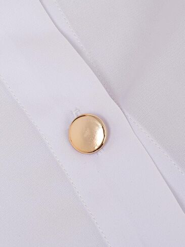 Womens Contrast Button Down Shirt Collared Long Sleeve Shirt Solid Casual Office Blouses Business Tops in Kuwait
