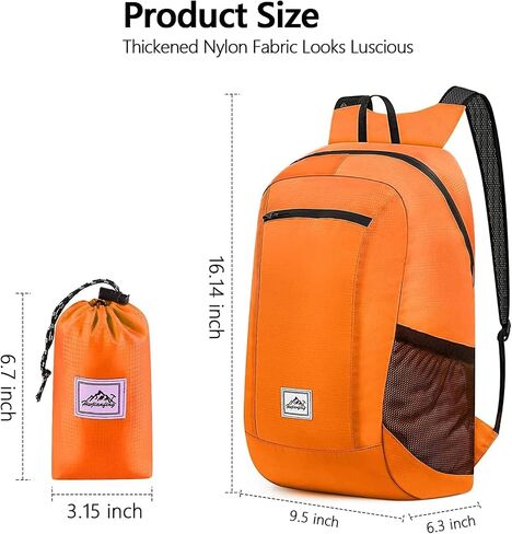 20L Foldable Backpack,Waterproof Packable Ultra Lightweight Hiking Backpack,For Men Women Travel Camping Outdoor Backpack-Orange in Kuwait