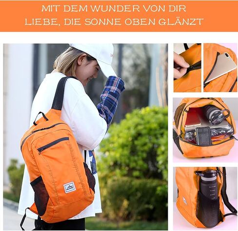 20L Foldable Backpack,Waterproof Packable Ultra Lightweight Hiking Backpack,For Men Women Travel Camping Outdoor Backpack-Orange in Kuwait