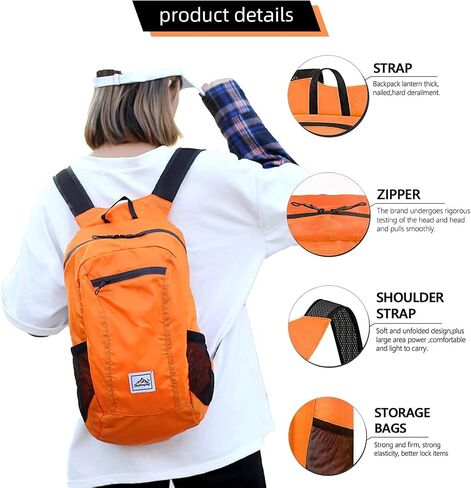 20L Foldable Backpack,Waterproof Packable Ultra Lightweight Hiking Backpack,For Men Women Travel Camping Outdoor Backpack-Orange in Kuwait