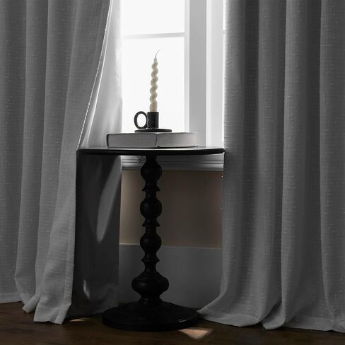 100% Blackout Pinch Pleated Linen Texture Curtain for Living Room,Back Tab Sheer with Liner for Bedroom,2 Panels, 40" W x102 L,White in Saudi Arabia