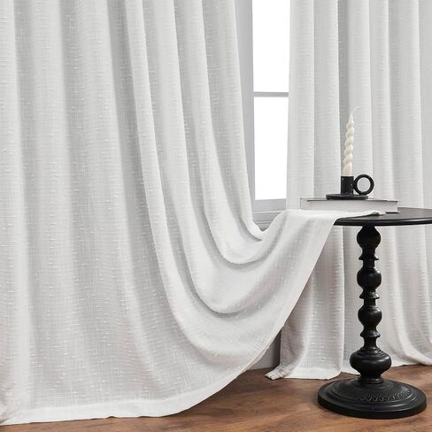 100% Blackout Pinch Pleated Linen Texture Curtain for Living Room,Back Tab Sheer with Liner for Bedroom,2 Panels, 40" W x102 L,White in Saudi Arabia