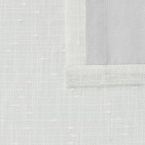 100% Blackout Pinch Pleated Linen Texture Curtain for Living Room,Back Tab Sheer with Liner for Bedroom,2 Panels, 40" W x102 L,White in Saudi Arabia