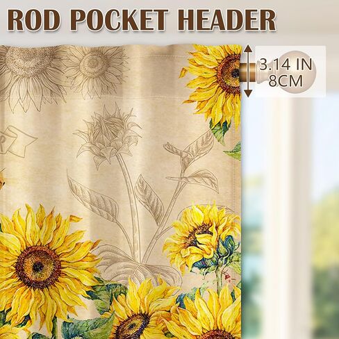 Sunflower Kitchen Curtains and Valances Set 3 PCS for Window, Gnomes Spring and Summer Kitchen Decor for Bahtroom, Home - Laundry Farmhouse Short Curtains 54" w x 18" L and 27" w x 36"L in Kuwait