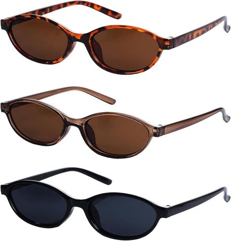 Nydotd 3 Pairs Retro Oval Cat Eye Sunglasses for Women Y2k Trendy Narrow Shades Sunnies 90s Designer protection Sun Glasses in Saudi Arabia